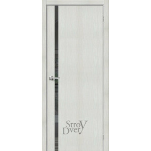 Межкомнатная дверь из экошпона Браво-1.55 (Bianco Veralinga / Mirox Grey) остекленная
