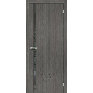 Межкомнатная дверь из экошпона Браво-1.55 (Grey Veralinga / Mirox Grey) остекленная