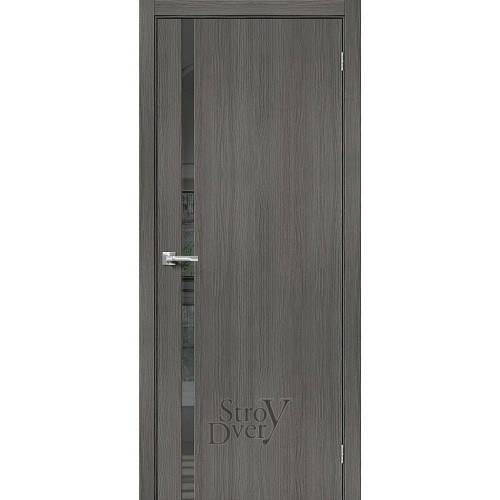Межкомнатная дверь из экошпона Браво-1.55 (Grey Veralinga / Mirox Grey) остекленная