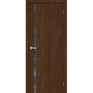 Межкомнатная дверь из экошпона Браво-1.55 (Brown Dreamline / Mirox Grey) остекленная
