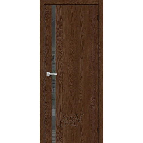 Межкомнатная дверь из экошпона Браво-1.55 (Brown Dreamline / Mirox Grey) остекленная