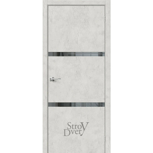 Межкомнатная дверь из экошпона Браво-2.55 (Look Art / Mirox Grey) остекленная
