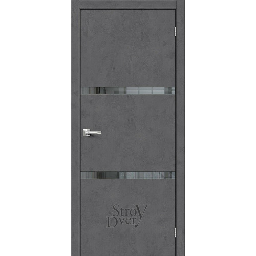 Межкомнатная дверь из экошпона Браво-2.55 (Slate Art / Mirox Grey) остекленная