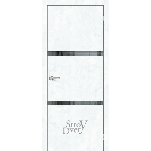 Межкомнатная дверь из экошпона Браво-2.55 (Snow Art / Mirox Grey) остекленная