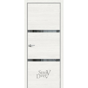 Межкомнатная дверь из экошпона Браво-2.55 (White Skyline / Mirox Grey) остекленная