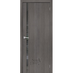 Межкомнатная дверь из экошпона Браво-1.55 (Grey Melinga / Mirox Grey) остекленная
