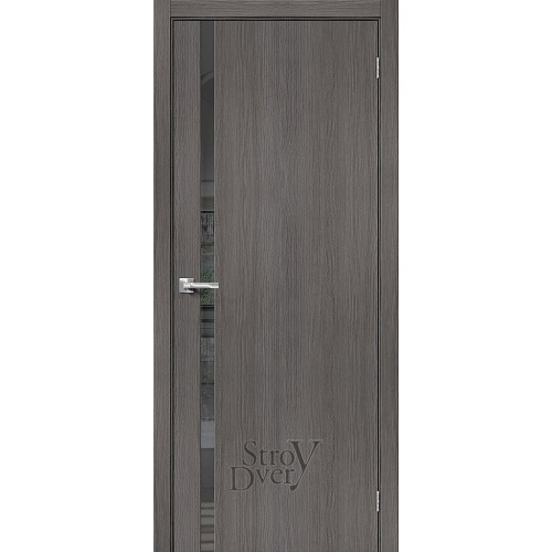 Межкомнатная дверь из экошпона Браво-1.55 (Grey Melinga / Mirox Grey) остекленная