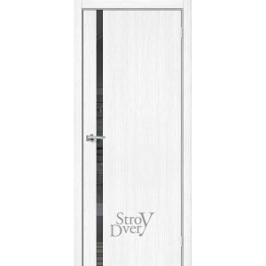 Межкомнатная дверь из экошпона Браво-1.55 (Snow Melinga / Mirox Grey) остекленная
