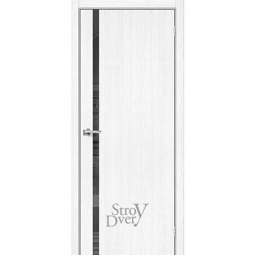 Межкомнатная дверь из экошпона Браво-1.55 (Snow Melinga / Mirox Grey) остекленная