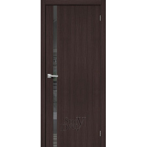 Межкомнатная дверь из экошпона Браво-1.55 (Wenge Melinga / Mirox Grey) остекленная
