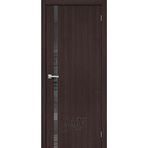 Межкомнатная дверь из экошпона Браво-1.55 (Wenge Melinga / Mirox Grey) остекленная
