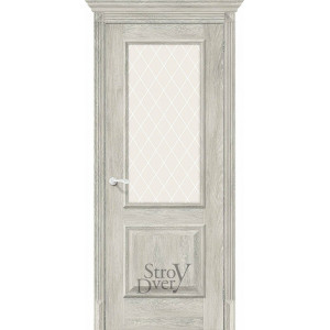 Межкомнатная дверь из экошпона Классико-13 (Chalet Provence / White Сrystal) остекленная