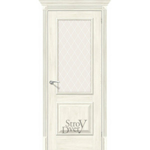 Межкомнатная дверь из экошпона Классико-13 (Nordic Oak / White Сrystal) остекленная