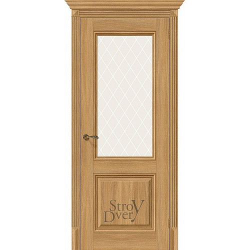Межкомнатная дверь из экошпона Классико-33 (Anegri Veralinga / White Сrystal) остекленная