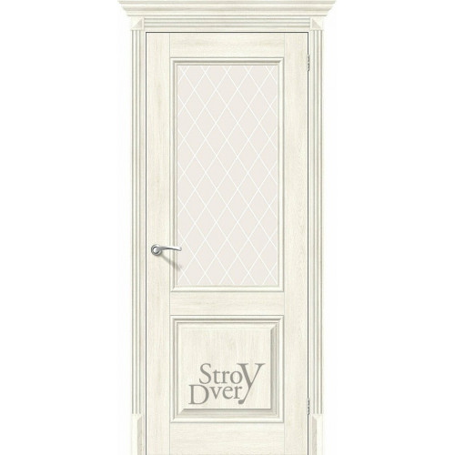 Межкомнатная дверь из экошпона Классико-33 (Nordic Oak / White Сrystal) остекленная