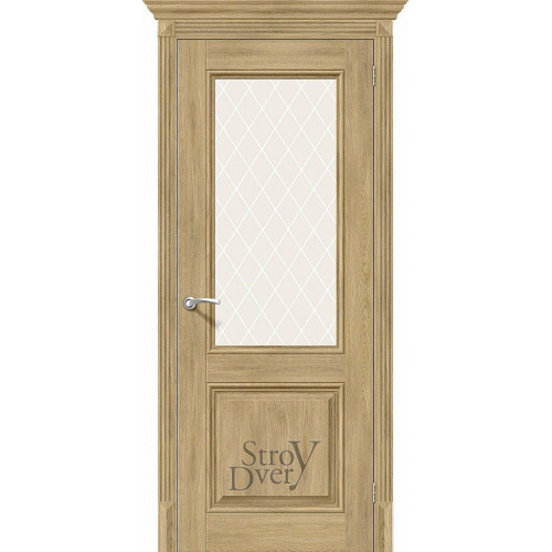 Межкомнатная дверь из экошпона Классико-33 (Organic Oak / White Сrystal) остекленная