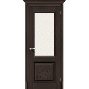 Межкомнатная дверь из экошпона Классико-33 (Wenge Veralinga / White Сrystal) остекленная