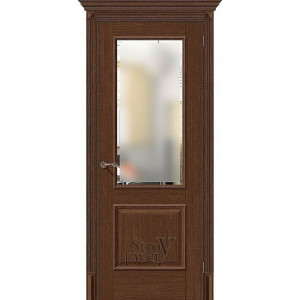 Межкомнатная дверь из экошпона Классико-13 (Brown Oak / Magic Fog) остекленная