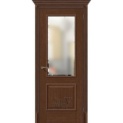 Межкомнатная дверь из экошпона Классико-13 (Brown Oak / Magic Fog) остекленная