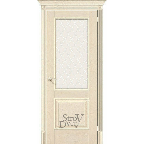 Межкомнатная дверь из экошпона Классико-13 (Ivory / White Сrystal) остекленная