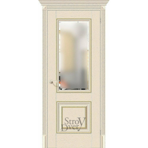 Межкомнатная дверь из экошпона Классико-33G-27 (Ivory / Magic Fog) остекленная