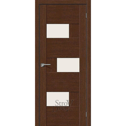 Межкомнатная дверь из экошпона Легно-39 (Brown Oak / Magic Fog) остекленная