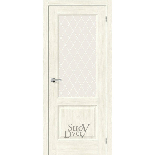 Межкомнатная дверь из экошпона Неоклассик-33 (Nordic Oak / White Сrystal) остекленная