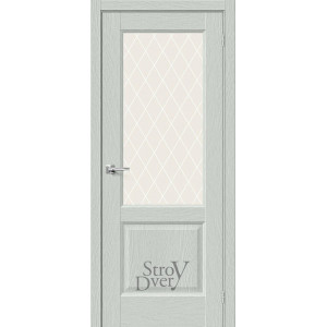 Межкомнатная дверь из экошпона Неоклассик-33 (Grey Wood / White Сrystal) остекленная