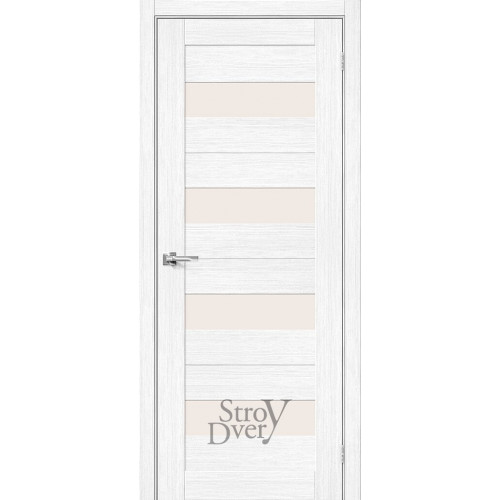 Межкомнатная дверь из экошпона Порта-23 (Snow Veralinga / Magic Fog) остекленная