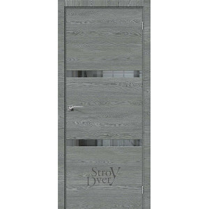 Межкомнатная дверь из экошпона Порта-55 4AF (West Skyline / Mirox Grey) остекленная