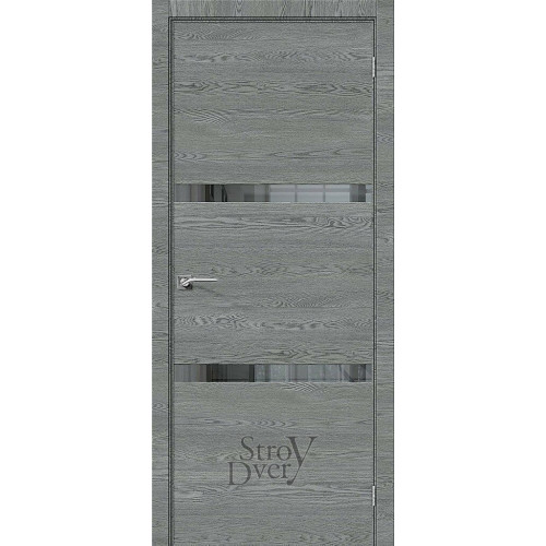 Межкомнатная дверь из экошпона Порта-55 4AF (West Skyline / Mirox Grey) остекленная