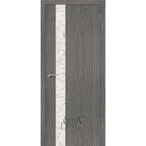 Межкомнатная дверь из экошпона Порта-51 SA (Grey Crosscut / Silver Art) остекленная