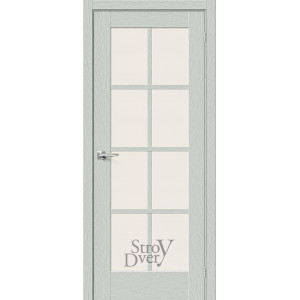 Межкомнатная дверь из экошпона Прима-11.1 (Grey Wood / Magic Fog) остекленная
