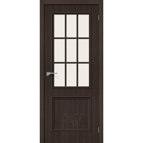 Межкомнатная дверь из экошпона Симпл-13 (Wenge Veralinga / Magic Fog) остекленная