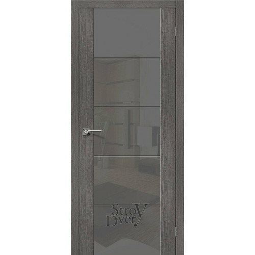Межкомнатная дверь из экошпона V4 S (Grey Veralinga / Smoke) остекленная