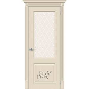 Эмалированная межкомнатная дверь Скинни-13 (Cream / White Сrystal) остекленная