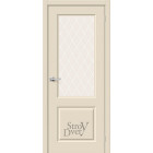 Эмалированная межкомнатная дверь Скинни-13 (Cream / White Сrystal) остекленная