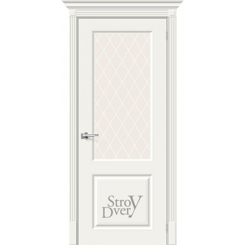 Эмалированная межкомнатная дверь Скинни-13 (Whitey / White Сrystal) остекленная