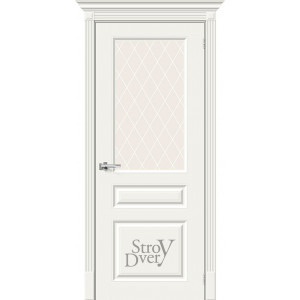 Эмалированная межкомнатная дверь Скинни-15.1 (Whitey / White Сrystal) остекленная