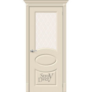 Эмалированная межкомнатная дверь Скинни-21 (Cream / White Сrystal) остекленная