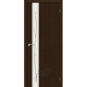 Межкомнатная дверь финиш флекс Глейс-1 Twig (3D Wenge / Twig) остекленная