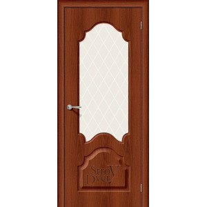 Межкомнатная дверь ПВХ Скинни-33 (Italiano Vero / White Сrystal) остекленная