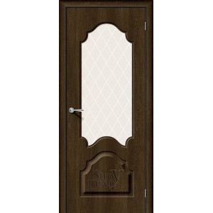 Межкомнатная дверь ПВХ Скинни-33 (Dark Barnwood / White Сrystal) остекленная