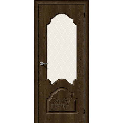 Межкомнатная дверь ПВХ Скинни-33 (Dark Barnwood / White Сrystal) остекленная