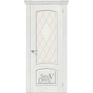Межкомнатная дверь Амальфи (Т-23 (Жемчуг) / Худ.) натуральный шпон, остекленная