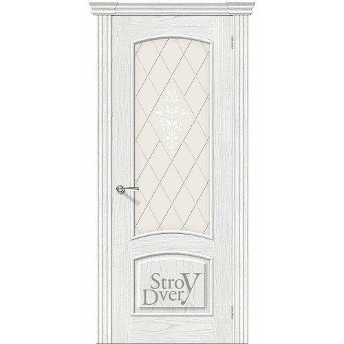 Межкомнатная дверь Амальфи (Т-23 (Жемчуг) / Худ.) натуральный шпон, остекленная