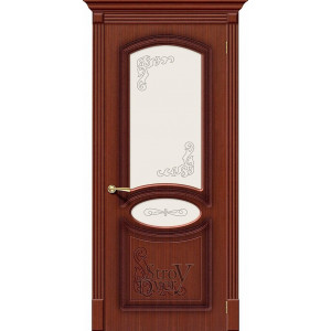 Межкомнатная дверь Азалия (Ф-15 (Макоре) / Худ.) шпон файн-лайн, остекленная