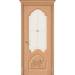 Межкомнатная дверь Афина (Ф-01 (Дуб) / Худ.) шпон файн-лайн, остекленная