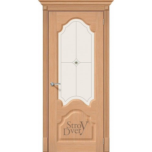 Межкомнатная дверь Афина (Ф-01 (Дуб) / Худ.) шпон файн-лайн, остекленная