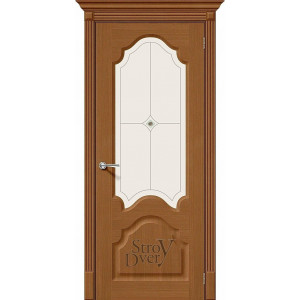 Межкомнатная дверь Афина (Ф-11 (Орех) / Худ.) шпон файн-лайн, остекленная